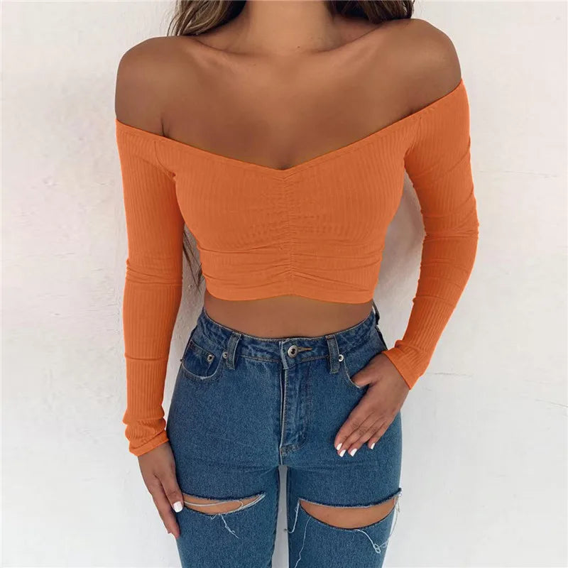 Off Shoulder Crop Top Women