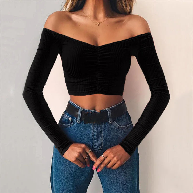 Off Shoulder Crop Top Women