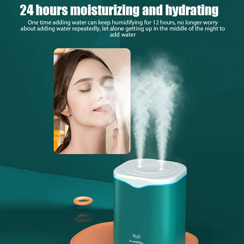 2000ML USB Air Humidifier Double Spray Port Essential Oil