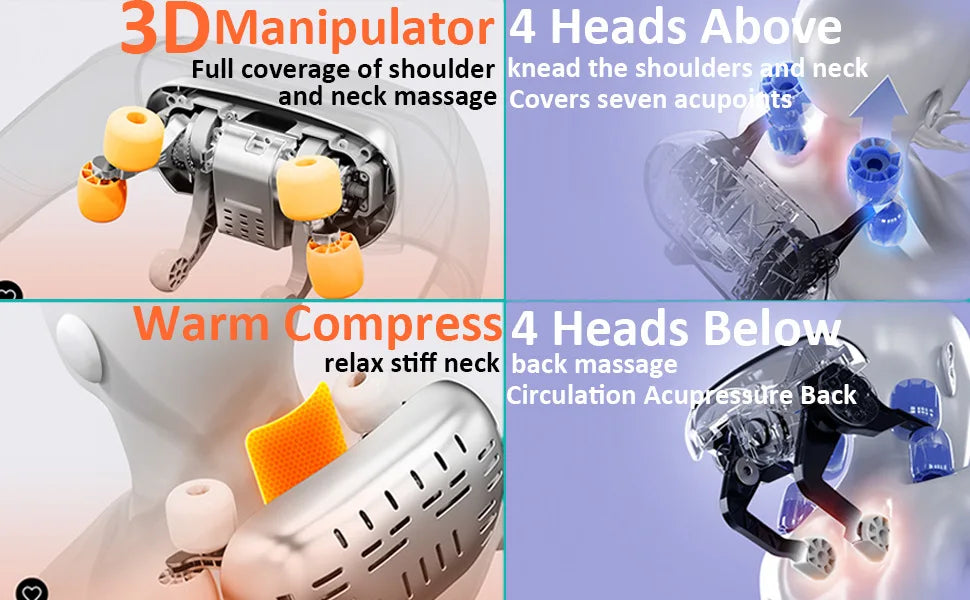 Neck Massager For Pain Relief Rechargeable Trapezius Muscle Kneading  Shoulder