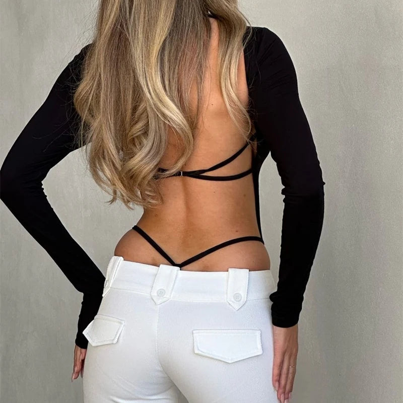 Sexy Lingerie Solid Backless Bodysuit