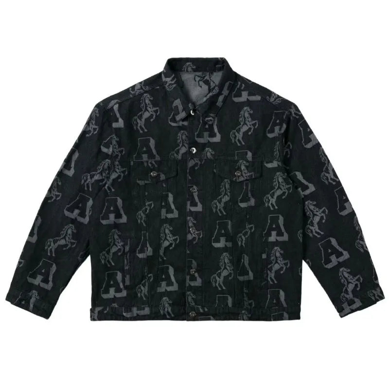 Hip-hop jacquard denim jacket