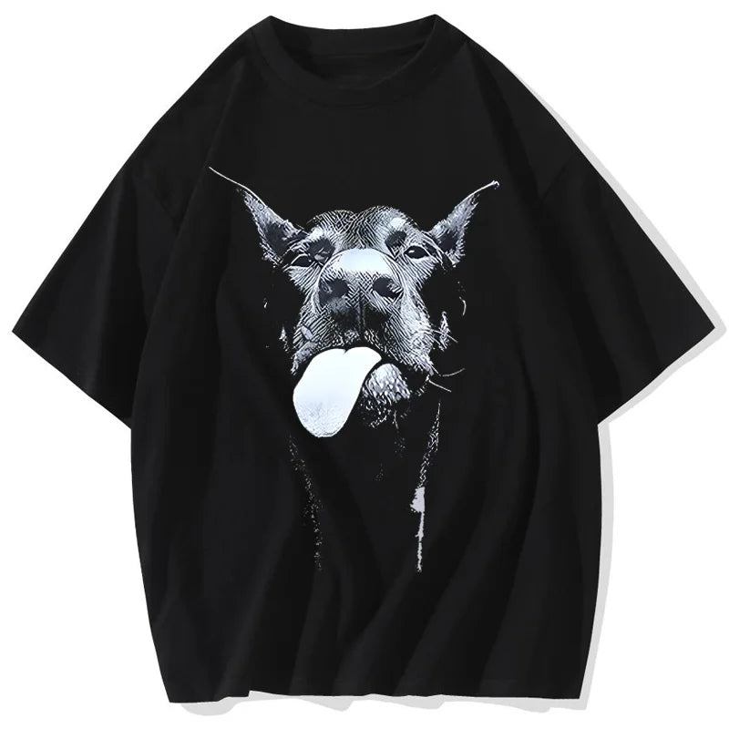 Dog Printed T-Shirt Hip Hop
