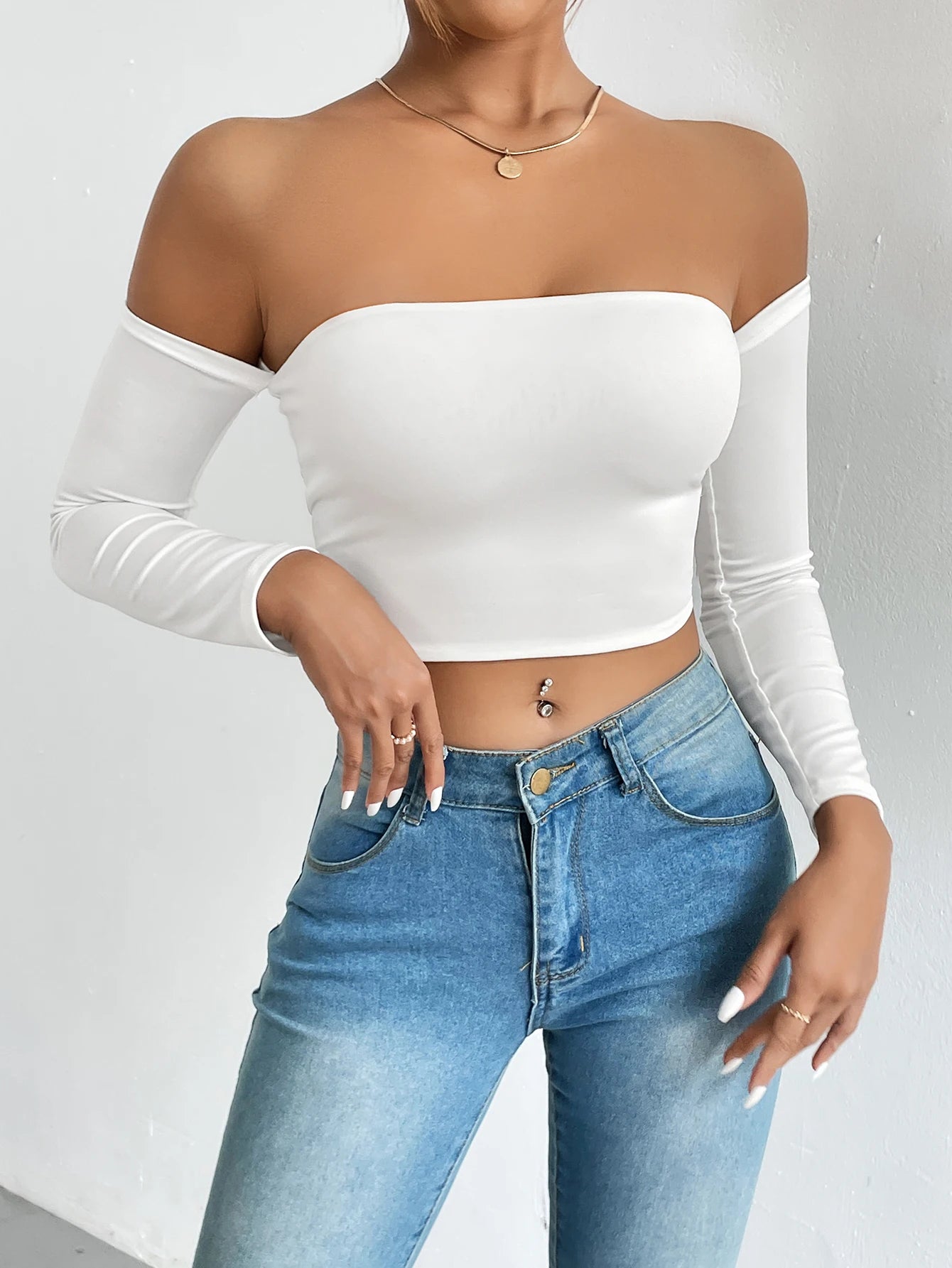 Off Shoulder Crop T-Shirt