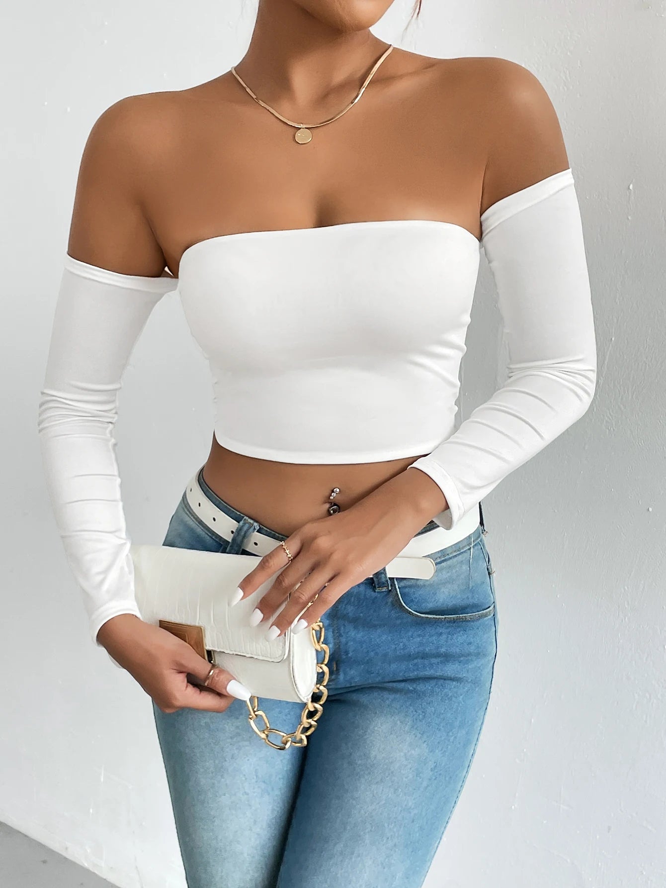 Off Shoulder Crop T-Shirt